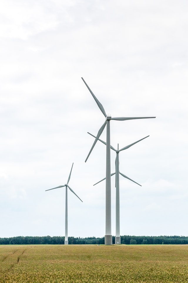 Windmolens die energie opwekken om te verwarmen met waterstof